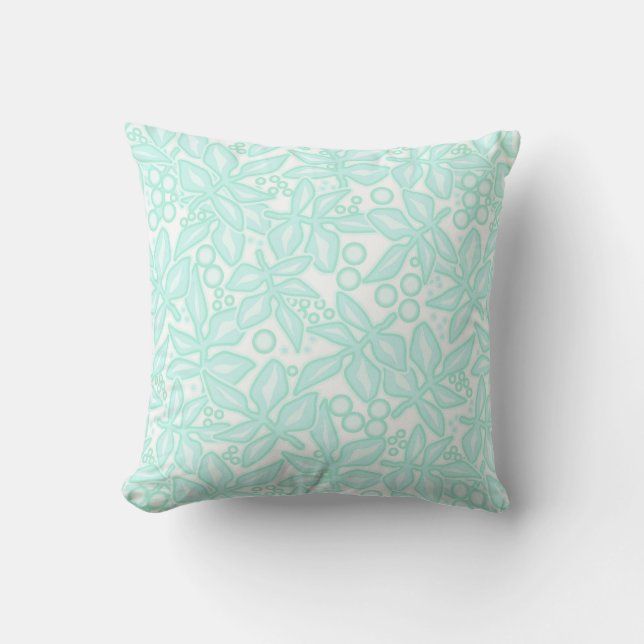 Seamless floral light green flowers lace leaves wh cushion (Front)
