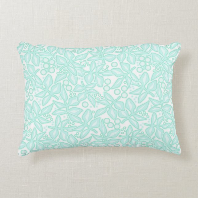 Seamless floral light green flowers lace leaves wh decorative cushion (Front)