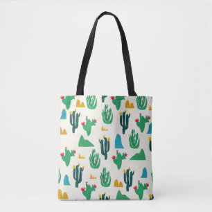 Seamless floral natural abstract cactus pattern on tote bag