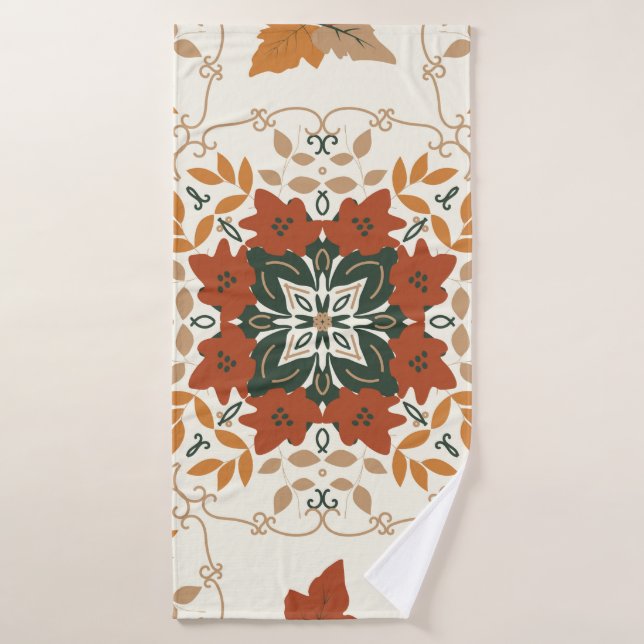 Seamless floral natural abstract geometric pattern bath towel (Bath Towel)