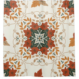 Seamless floral natural abstract geometric pattern shower curtain
