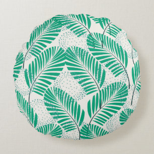 Seamless floral natural abstract pattern on white round cushion
