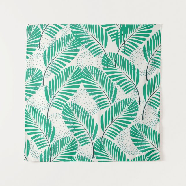 Seamless floral natural abstract pattern on white  tapestry (Front)