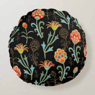 Seamless floral orient print round cushion