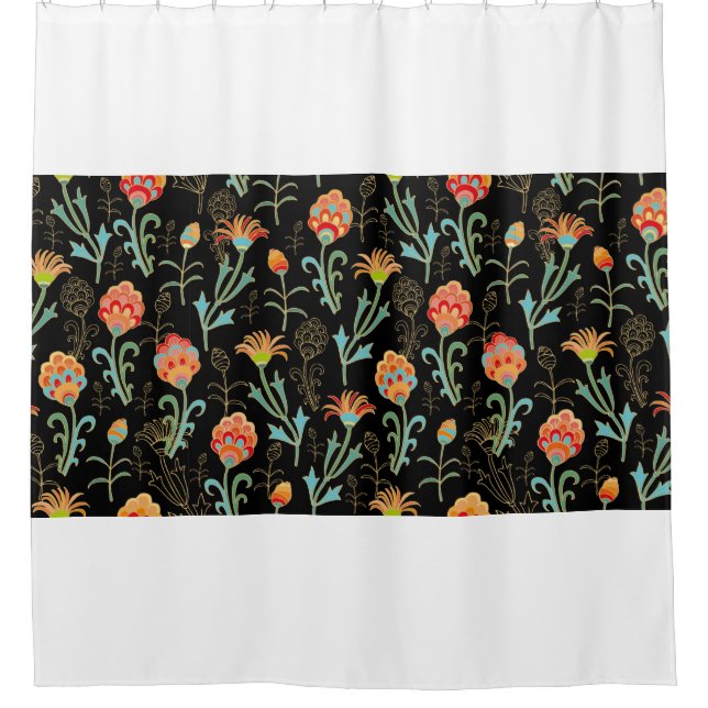 Seamless floral orient print shower curtain (Front)