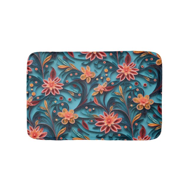 Seamless floral paper pattern Bath Mat (Front)