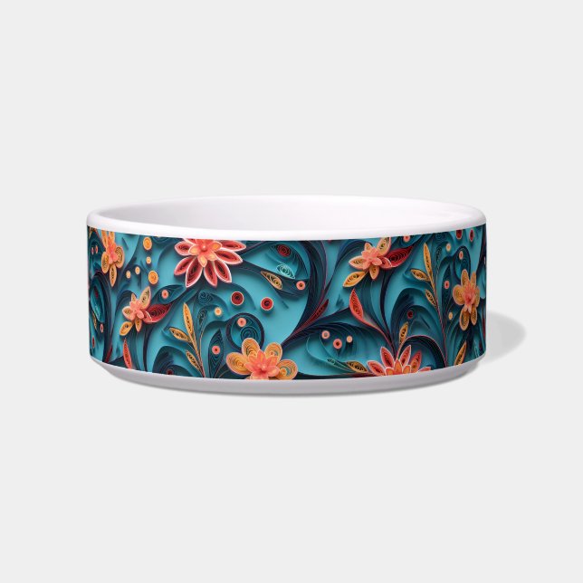 Seamless floral paper pattern Ceramic Pet Bowl (Front)