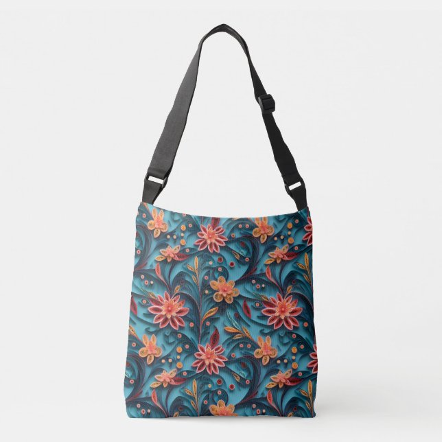 Seamless floral paper pattern cross body bag (Front)