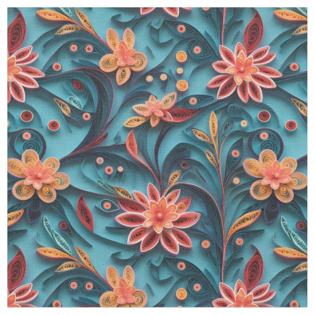 Seamless floral paper pattern fabric (Close Up)