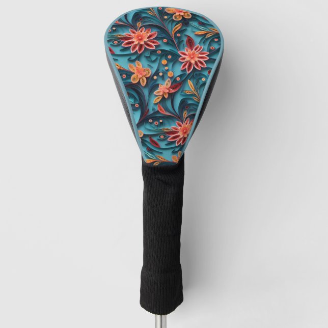 Seamless floral paper pattern Golf Head Cover (Front)