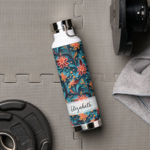 Seamless floral paper pattern Name Water Bottle