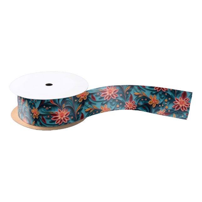 Seamless floral paper pattern Ribbon Satin Ribbon (Spool)