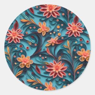 Seamless floral paper pattern Round Stickers