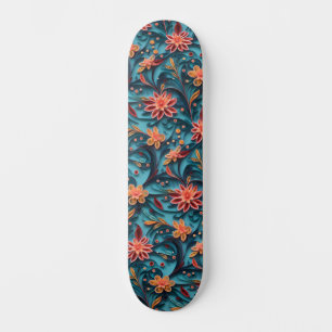Seamless floral paper pattern Skateboard