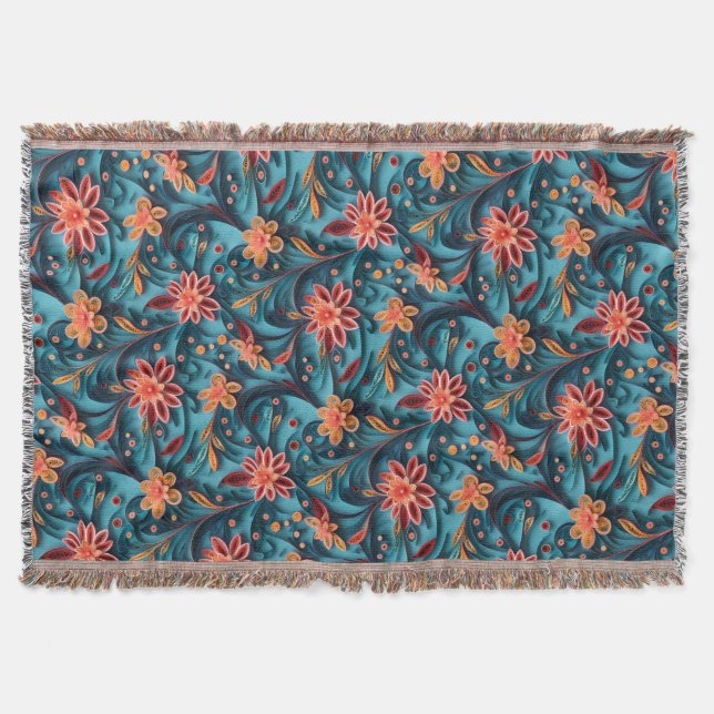 Seamless floral paper pattern Throw Blanket (Front)