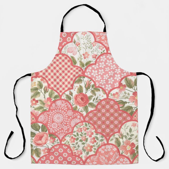 seamless floral patchwork pattern with roses in pa apron (Front)