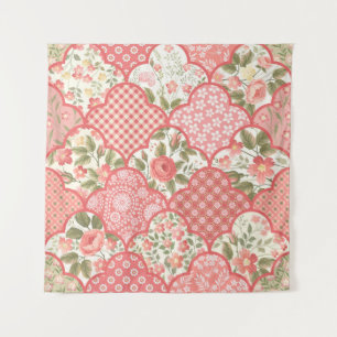 seamless floral patchwork pattern with roses in pa tapestry