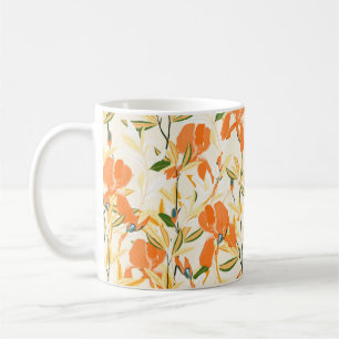 Seamless floral pattern. Arrangement orange iris f Coffee Mug