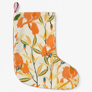 Seamless floral pattern. Arrangement orange iris f Small Christmas Stocking