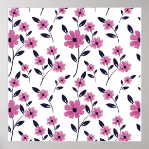 Seamless floral Pattern background, hand drawn fl Poster