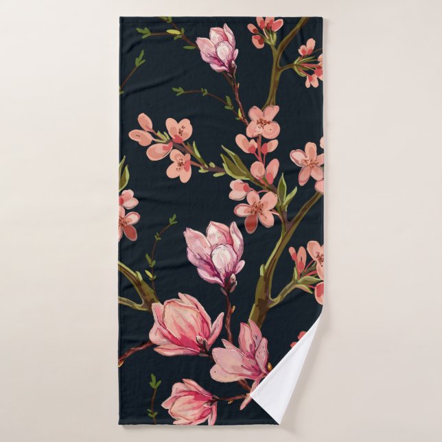 Seamless floral pattern background with hand drawn bath towel (Bath Towel)