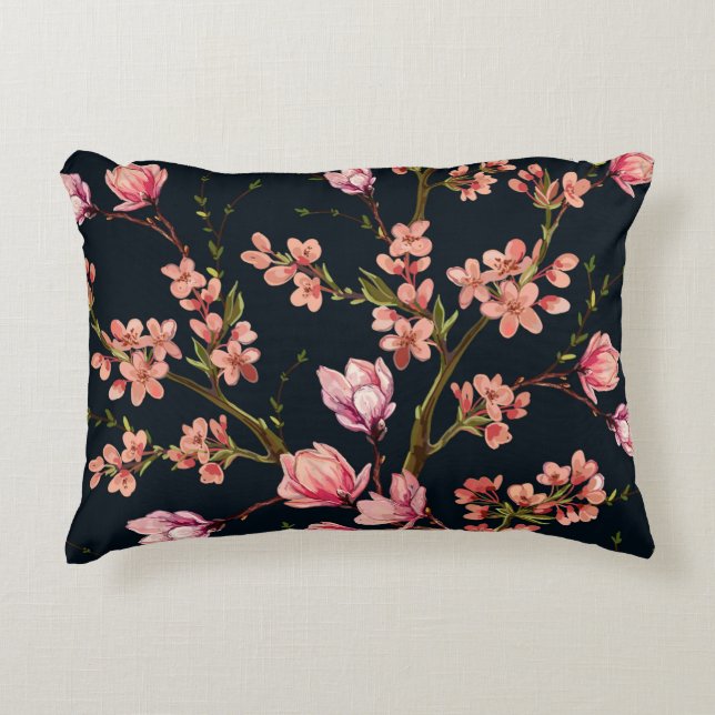Seamless floral pattern background with hand drawn decorative cushion (Front)