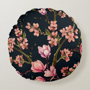 Seamless floral pattern background with hand drawn round cushion
