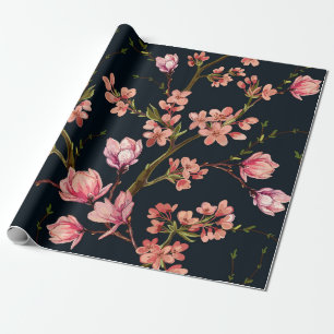 Seamless floral pattern background with hand drawn wrapping paper