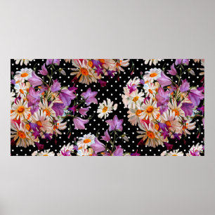 Seamless floral pattern. Bouquet of wild flowers w Poster