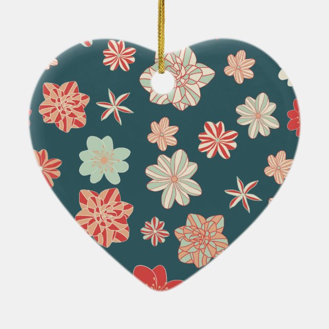 Seamless Floral Pattern  Ceramic Tree Decoration (Back)