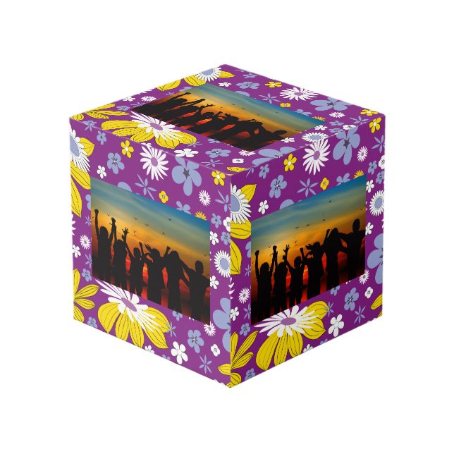 Seamless Floral Pattern Cube (Front Angled)