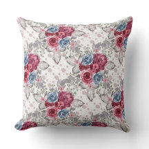 Seamless Floral Pattern - Dusty Blue and Burgundy