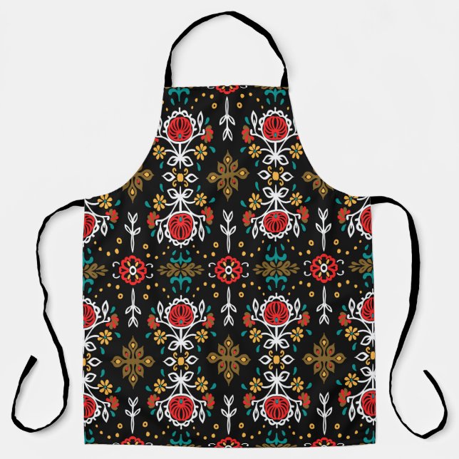 Seamless floral pattern folk colourful flowers and apron (Front)