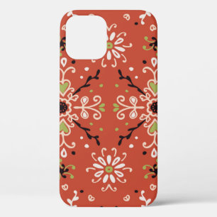 Seamless floral pattern folk colourful flowers and iPhone 12 case