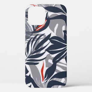 Seamless floral pattern from exotic jungle plants. iPhone 12 case