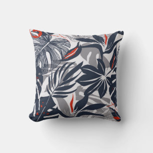 Seamless floral pattern from exotic jungle plants. cushion