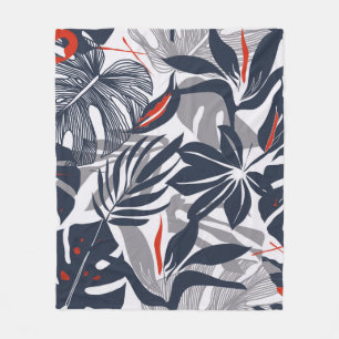 Seamless floral pattern from exotic jungle plants. fleece blanket