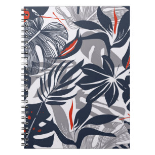 Seamless floral pattern from exotic jungle plants. notebook