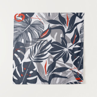 Seamless floral pattern from exotic jungle plants. tapestry
