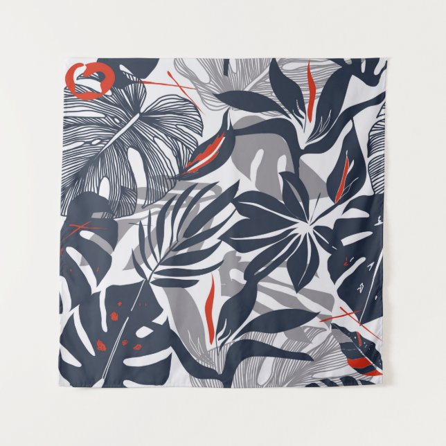 Seamless floral pattern from exotic jungle plants. tapestry (Front)