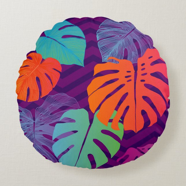 Seamless floral pattern from Tropical Monstera del Round Cushion (Front)
