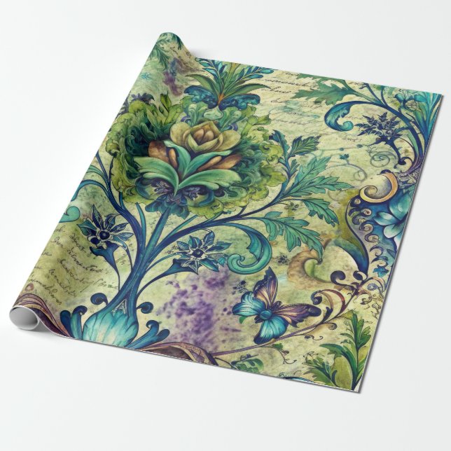 Seamless Floral Pattern Furniture Decoupage Paper (Unrolled)