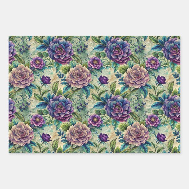 Seamless Floral Pattern Furniture Decoupage Wrapping Paper Sheet (Front)