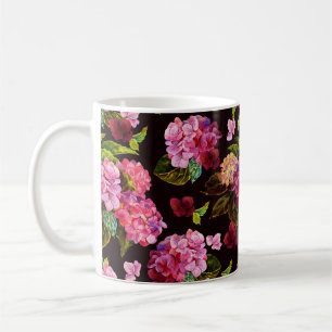 Seamless floral pattern. Hydrangea on a on a dark Coffee Mug