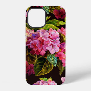 Seamless floral pattern. Hydrangea on a on a dark iPhone 12 Case