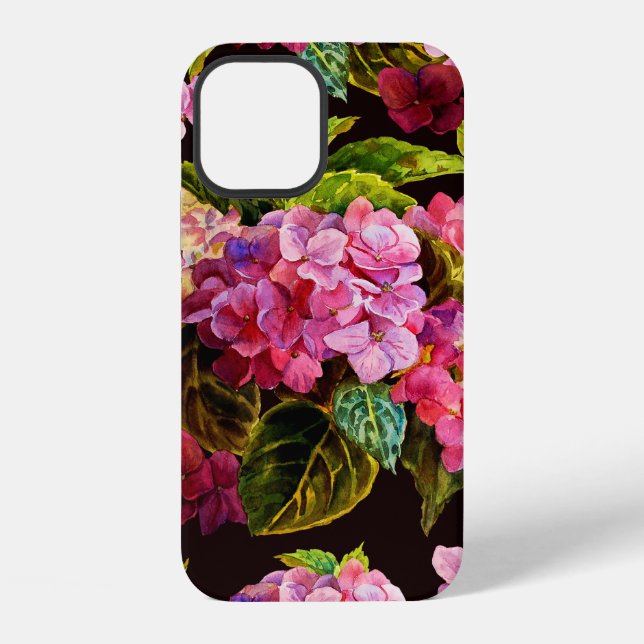 Seamless floral pattern. Hydrangea on a on a dark  iPhone Case (Back)