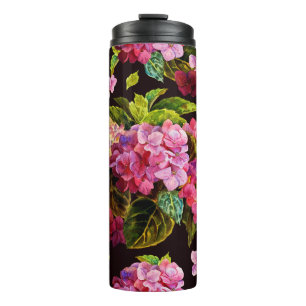 Seamless floral pattern. Hydrangea on a on a dark Thermal Tumbler