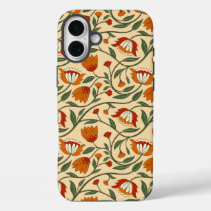 Seamless floral pattern in beige background iPhone 16 plus case