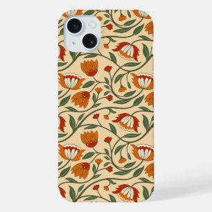 Seamless floral pattern in beige background iPhone 15 plus case