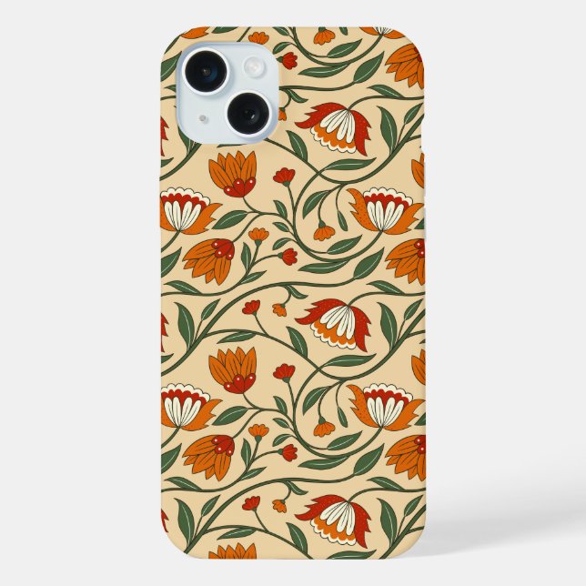 Seamless floral pattern in beige background iPhone case (Back)